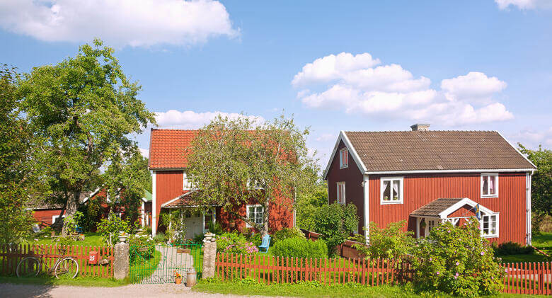Rote Häuser in Vimmerby in Schweden