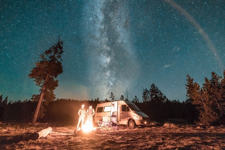 Wildcamping in den USA bei Nacht