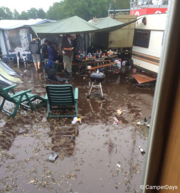 Campingplatz auf dem Hurricane Festival 2016 nach dem Gewitter