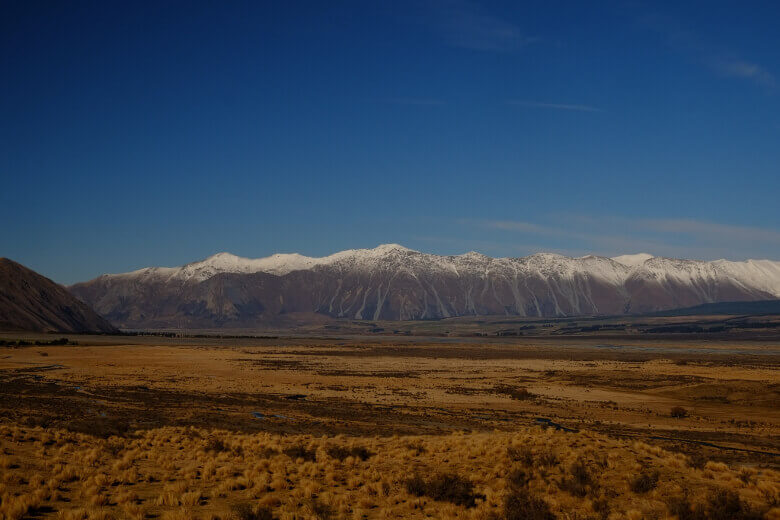 Ashburton District Aussicht über Felder und Berge