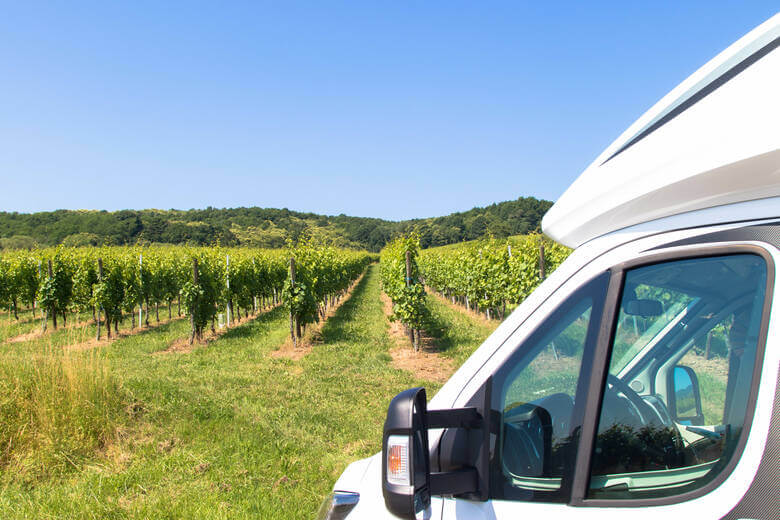 Weinwanderung: Wohnmobilstellplatz auf einem Weingut