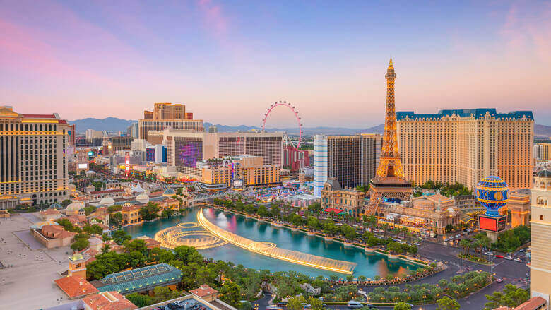 Blick auf die Bellagio Fountains in Las Vegas