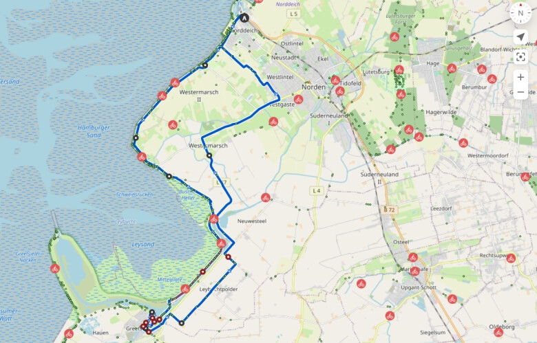 Radfahren an der Nordsee auf gut ausgebauten Wegenetzen