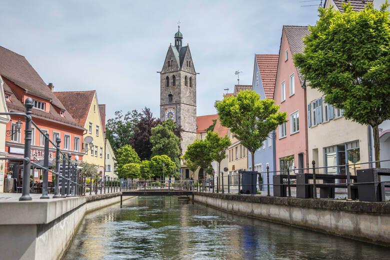 Blick auf Memmingen und den Memminger Bach